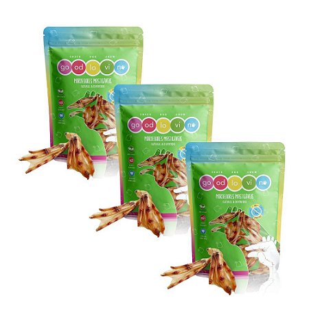 Kit 3 Pé de Pato Desidratado Mordedor Natural Para Cães GoodLovin