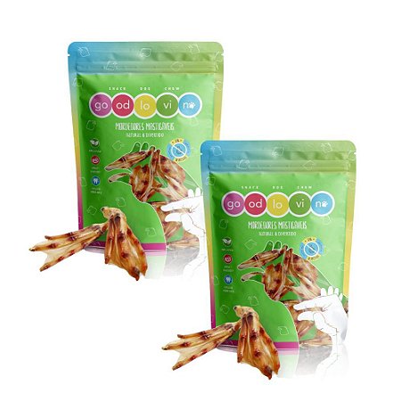 Kit 2 Pé de Pato Desidratado Mordedor Natural Para Cães GoodLovin