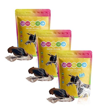 Kit 3 Orelha de Carneiro Desidratada Mordedor Natural Para Cães GoodLovin