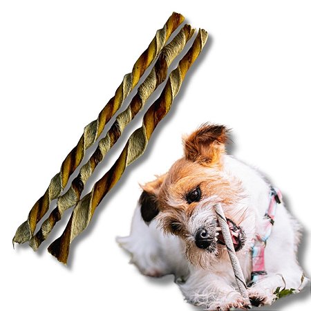 Pele Bovina Desidratada Palitinho Mordedor 100% Natural Para Cães 4 Unidades Natuka