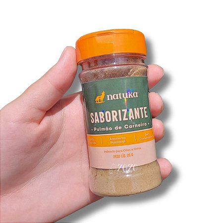 Pó Saborizante 100% Natural Para Ração Cães e Gatos 25g Sabor Pulmão de Carneiro Natuka