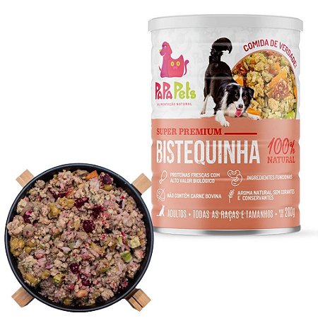 PapaPets Bistequinha Alimentação Úmida 100% Natural Para Cães 280g