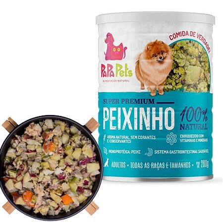 PapaPets Peixinho Alimentação Úmida Para Cães 100% Natural Monoproteica 280g