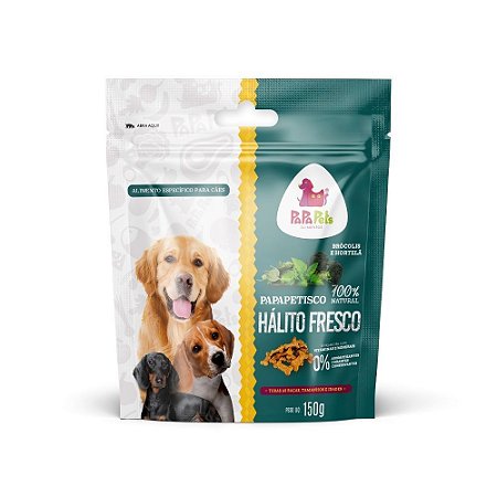 Petisco PapaPets Hálito Fresco Para Cães 100% Natural Sabor Brócolis e Hortelã 150g