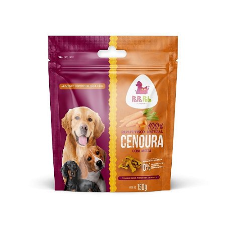 Petisco PapaPets Para Cães 100% Natural Sabor Cenoura com Aveia 150g