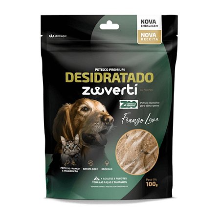 Zooverti Petisco Desidratado Para Cães e Gatos Frango Leve 100% Natural 100g