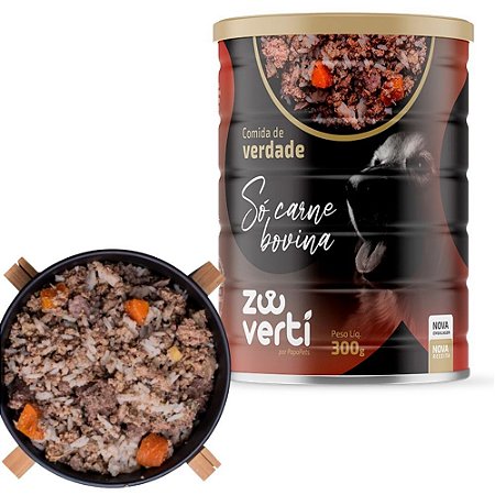 Zooverti Só Carne Bovina Alimentação Úmida 100% Natural Para Cães Monoproteica 300g
