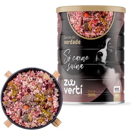Zooverti Só Carne Suína Alimentação Úmida 100% Natural Para Cães Monoproteica 300g