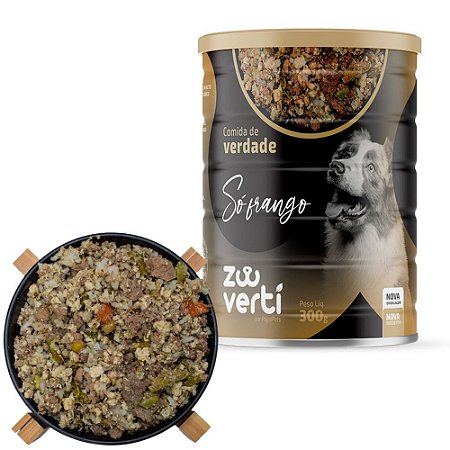 Zooverti Só Frango Alimentação Úmida 100% Natural Para Cães Monoproteica 300g