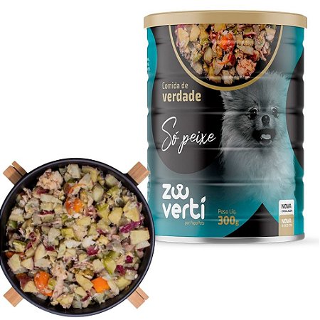 Zooverti Só Peixe Alimentação Úmida 100% Natural Para Cães Monoproteica Hipoalergênica 300g