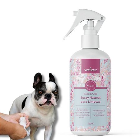 Spray de Limpeza Vetfleur Limpa Patinhas e Corpo Para Cães 200ml 100% Natural e Vegano