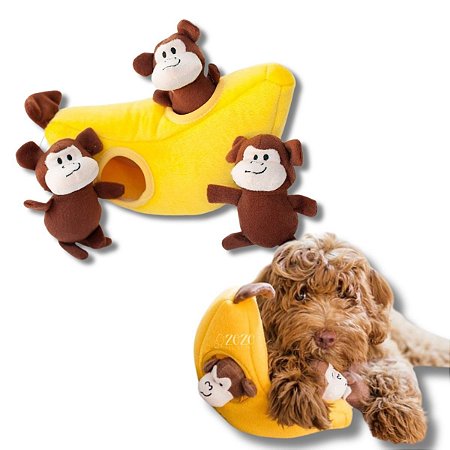 ZippyPaws Pelúcia Interativa Para Cães Burrow Monkey N Banana
