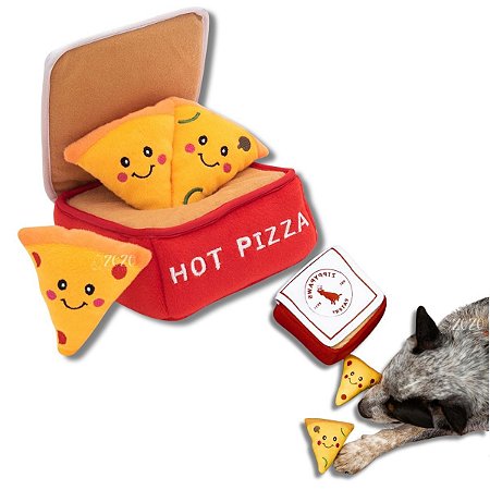 ZippyPaws Pelúcia Interativa Para Cães Burrow Pizza Box