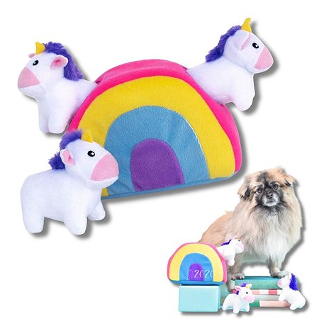ZippyPaws Pelúcia Interativa Para Cães Burrow Unicorns In Rainbow