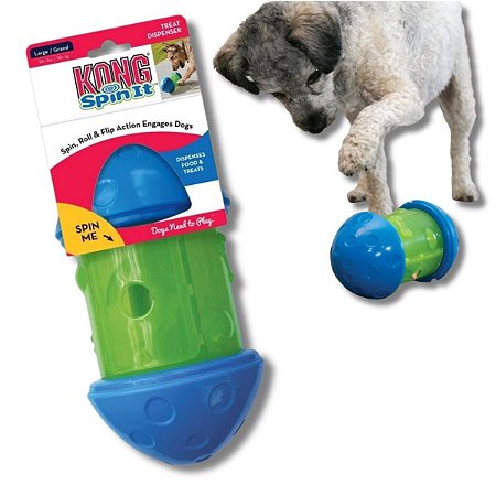 Kong Brinquedo Interativo Para Caes Spin It Grande Dispenser Para Racao e Petiscos Zozo Pet Store
