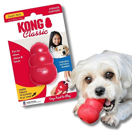 Kong Classic Brinquedo Resistente Recheável Para Cães Mordidas Moderadas Tamanho P