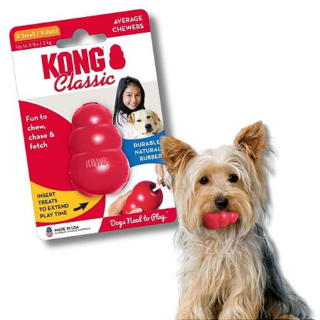 Kong Classic Brinquedo Resistente Recheável Para Cães Mordidas Moderadas Tamanho PP