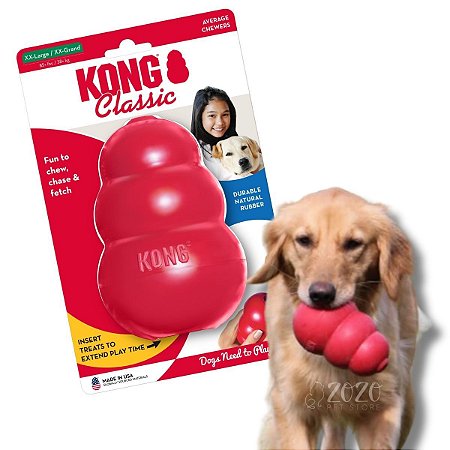 Kong Classic Brinquedo Resistente Recheável Para Cães Mordidas Moderadas Tamanho XXG