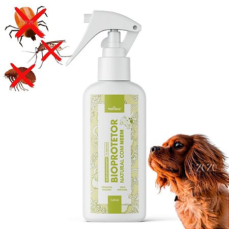 Repelente Com Neem 100% Natural Vegano Spray Bioprotetor Vetfleur Contra Pulgas Carrapatos e Insetos Para Cães 140ml