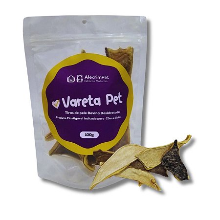 Pele Bovina Desidratada Em Tiras Mordedor 100% Natural Para Caes 100g Vareta Pet AlecrimPet