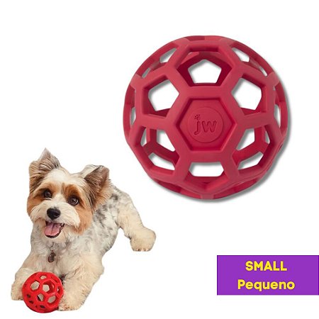 JW Holee Roller Puppy Bola Interativa Recheável Para Cães Tamanho P Cor Vernelho