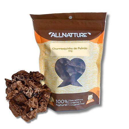 Pulmão Bovino Churrasquinho Petisco 100% Natural Para Cães Allnatture 50g