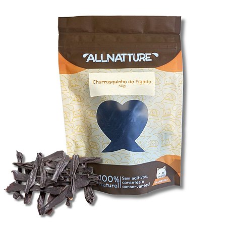 Fígado Bovino Churrasquinho Petisco 100% Natural Para Cães Allnatture 50g