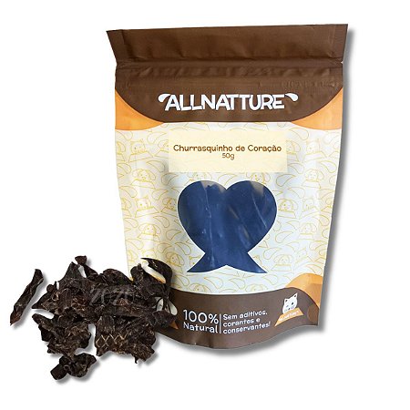 Coração Bovino Churrasquinho Petisco 100% Natural Para Cães Allnatture 50g