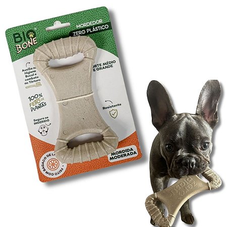 Biobone Mordedor Resistente Mordida Moderada Para Cães 100% de Planta Bagaço de Laranja Zero Plástico Ossão