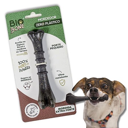 Biobone Mordedor Resistente Extra Forte Para Cães 100% de Planta Madeira Zero Plástico Ossinho