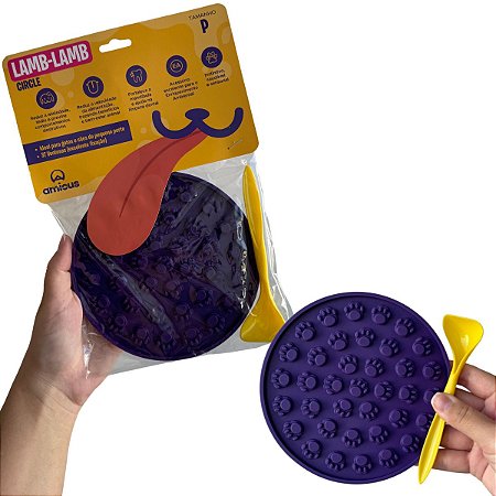 Tapete de Lamber Para Cães Comedouro Lento Lamb Lamb Circle Amicus Roxo