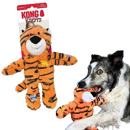 Kong Wild Knots Tiger Pelúcia de Corda Resistente Para Cães Tamanho M/G