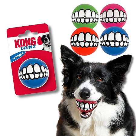 Kong Grinz by Rogz Bola de Sorriso Para Cães Dispenser Para Ração 1 Unidade Tamanho P