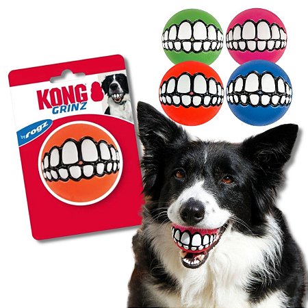 Kong Grinz by Rogz Bola de Sorriso Para Cães Dispenser Para Ração 1 Unidade Tamanho M