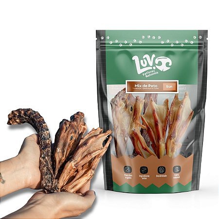Mix de Pato Mordedor Mastigável 100% Natural Para Cães 5 Uni Luv