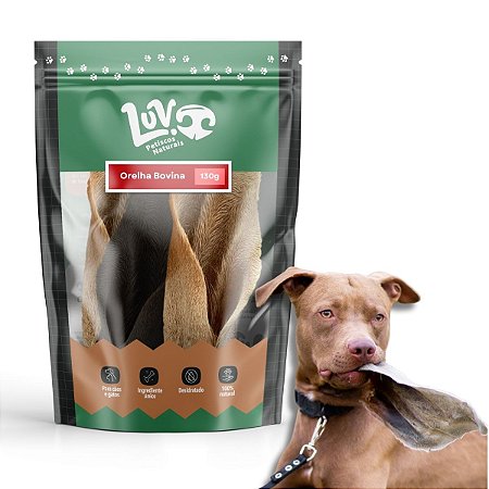 Orelha Bovina Mordedor 100% Natural Para Cães 130g Luv