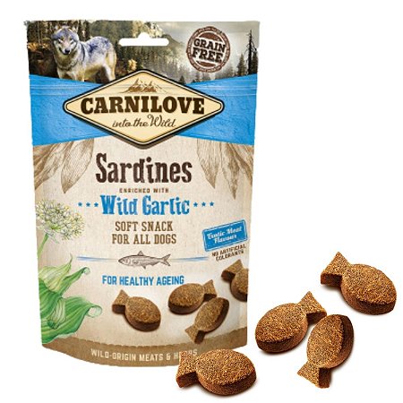 Carnilove Soft Snack Semi-Úmido Sardinha Com Alho Selvagem Petisco Natural Para Cães 200g