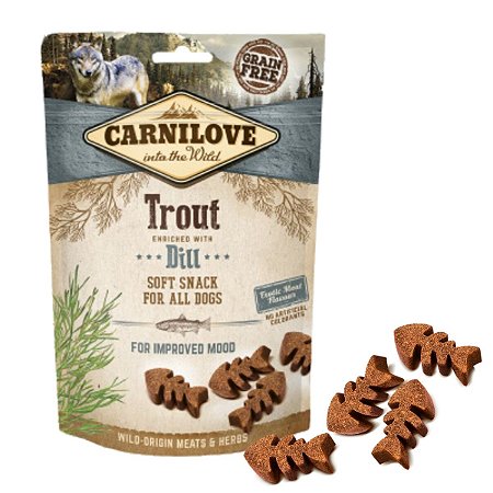 Carnilove Soft Snack Semi-Úmido Truta Com Endro Petisco Natural Para Cães 200g