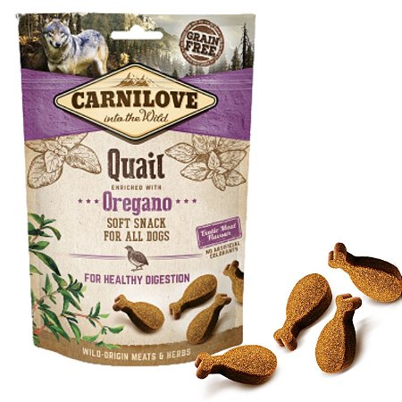 Carnilove Soft Snack Semi-Úmido Codorna Com Orégano Petisco Natural Para Cães 200g