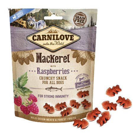 Carnilove Crunchy Snack Peixe Cavalinha Com Framboesa Petisco Crocante Natural Para Cães 200g