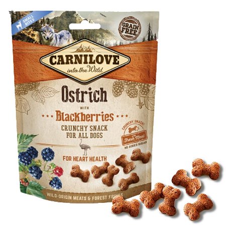 Carnilove Crunchy Snack Avestruz Com Amora Petisco Crocante Natural Para Cães 200g