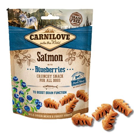 Carnilove Crunchy Snack Salmão Com Mirtilos Petisco Crocante Natural Para Cães 200g