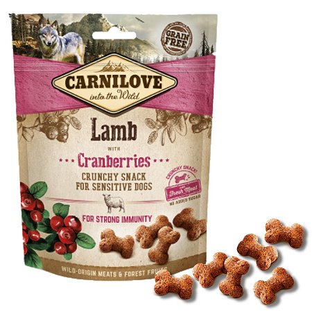 Carnilove Crunchy Snack Cordeiro Com Cranberry Petisco Crocante Natural Para Cães 200g