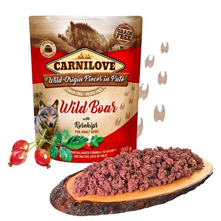 Carnilove Patê Javali Com Rosa Mosqueta Alimentação Úmida Natural Para Cães 300g