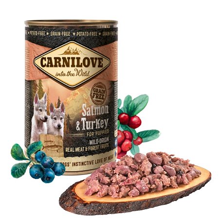 Carnilove Salmão e Peru Alimentação Úmida Natural Para Cães Filhotes 400g