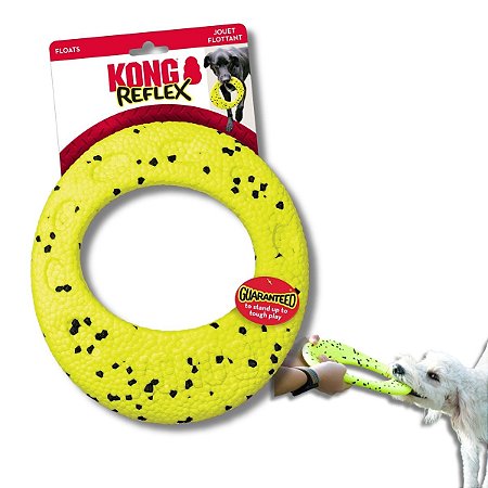 Kong Reflex Flyer Brinquedo Resistente Para Cães Frisbee Cabo de Guerra