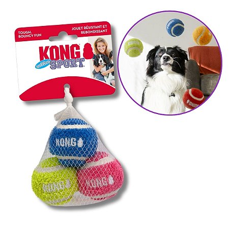 Kong Sport Softies Balls Bolinha de Pelucia Para Cães 3 Unidades P