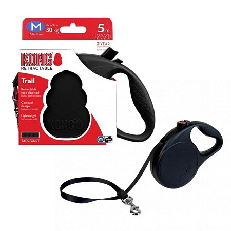 Kong Guia Trail Retrátil Preta 5m Tamanho M Para Cães