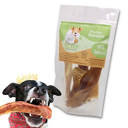 Orelha Suína em Tiras Mordedor 100% Natural Para Cães Pet Bem 6 Unidades