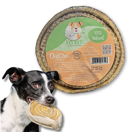 Pele Bovina Discão Mordedor 100% Natural Para Cães Pet Bem 1 Uni
